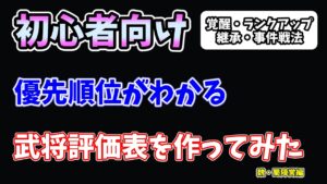 【三國志真戦：#11】S1～S3まで使える武将評価表を作ってみた。どの武将を覚醒・兵法書・ランクアップ・継承戦法・事件戦法で使えばよいかがわかりますPart1【魏・蜀陣営編】【#三国志战略版】